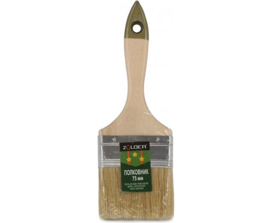 Плоская кисть ZOLDER Армейская Полковник 75 х 12 мм, натуральная щетина, деревянная ручка 126050а – изображение 2