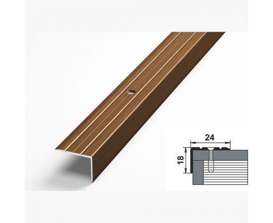 Порог угловой алюминиевый декоративный (24х18 мм, 1,35 м, Дуб темный) ЛУКА УТ000000088 – изображение 2