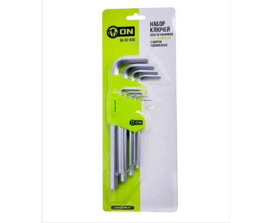 Набор шестигранных ключей On 1,5-10 мм, удлиненные, 9 шт., СR-V 04-03-006 – изображение 2