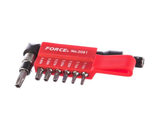 Г-образная отвертка с комплектом бит торкс с отверстием FORCE 1/4" 8 предметов 2081 – изображение 2