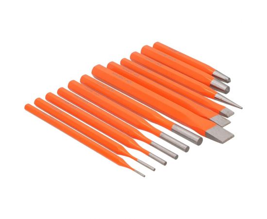 Набор выколоток, зубил, кернеров FASTER TOOLS 12 штук, в боксе 3405 – изображение 2