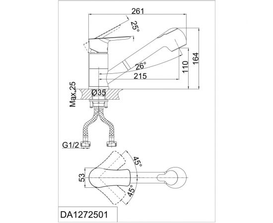 Смеситель для кухни D&K с выдвижной лейкой DA1272501 – изображение 2