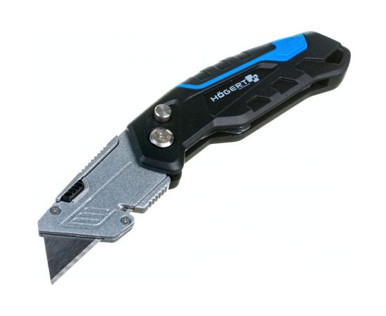 Складной нож HOEGERT TECHNIK с трапециевидным лезвием, в комплекте 3 запасных лезвия HT4C639 – изображение 3