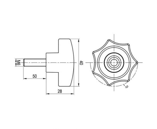 Звездообразная ручка EMES с наружной резьбой BKC400650 – изображение 3