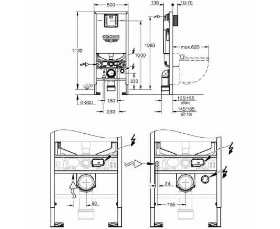 Система инсталляции для подвесного унитаза Grohe Rapid SLX высота 113 см 39596000 – изображение 3