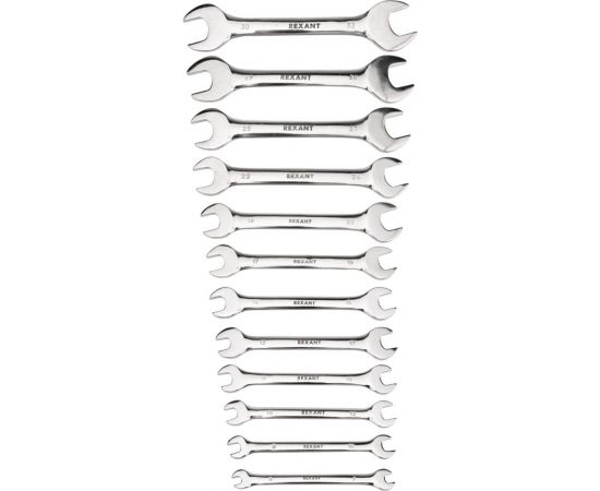 Набор рожковых ключей REXANT 6-32 мм 12 шт, CrV, полированный хром 12-5845 – изображение 4