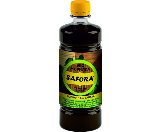 Морилка водная SAFORA для дерева, темный орех, 500 мл 004 – изображение 6