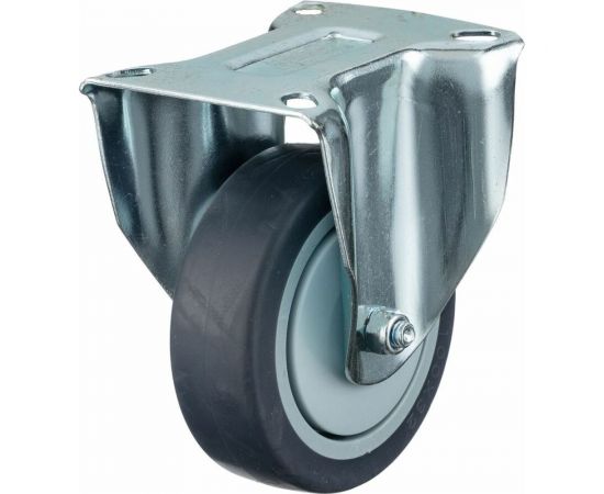 Колесо неповоротное (100 мм; грузоподъемность 100 кг; термопластичная серая резина; полипропилен) СТЕЛЛА-ТЕХНИК N48100TPRF 