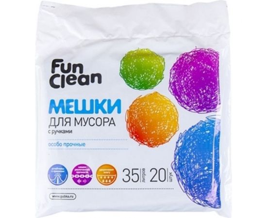 Мешки для мусора ""Особо прочные"" 35 л, 20 шт, черные, с ручками, пласты Fun Clean 6361 