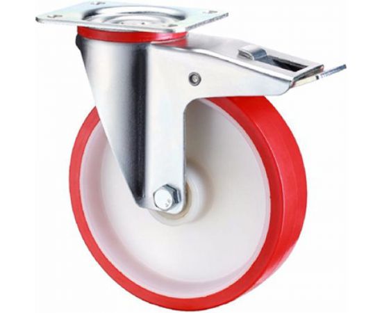 Опора колесная поворотная с тормозом (125 мм; 160 кг; полиуретан) Longway SNPb 55 