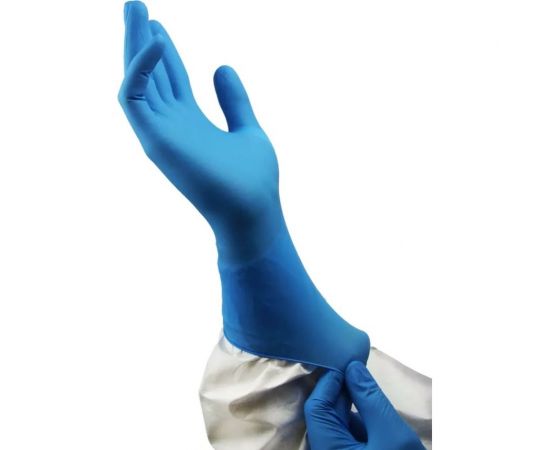 Нитриловые перчатки c текстурированными пальцами Puretech Neutrino Protect 30см L, голубые, 50пар G3053 