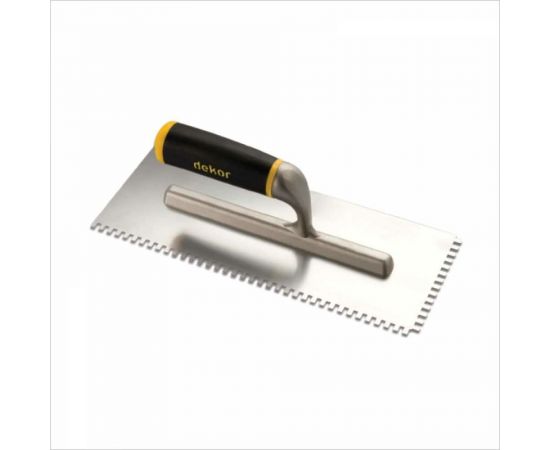 Гладилка DEKOR HASSAN 120x300мм, зуб 10x10мм, открытая, алюминиевая ручка 516 