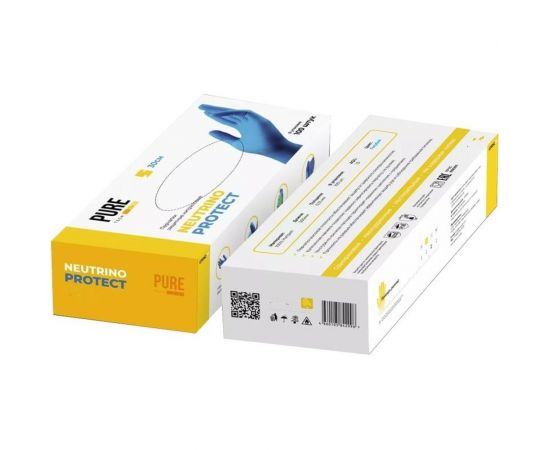Нитриловые перчатки c текстурированными пальцами Puretech Neutrino Protect 30см L, голубые, 50пар G3053 – изображение 2