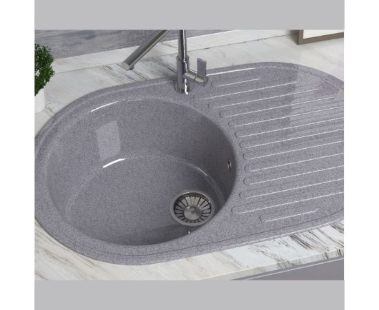 Кухонная мойка GLANZ цвет: тёмно-серый J-011-35 – изображение 3