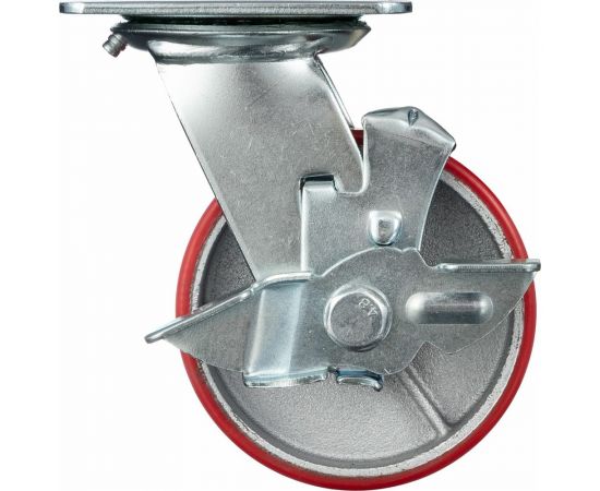 Колесо поворотное с тормозом (125 мм; игольчатый подшипник; грузоподъемность 250 кг; чугун; полиуретан) СТЕЛЛА-ТЕХНИК N29125CPUB1 – изображение 3