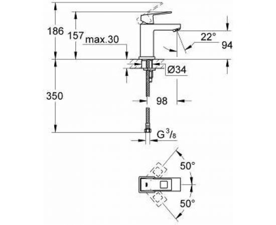 Смеситель для раковины GROHE 23132000 GROHE Eurocube гладкий корпус 23132000 – изображение 4