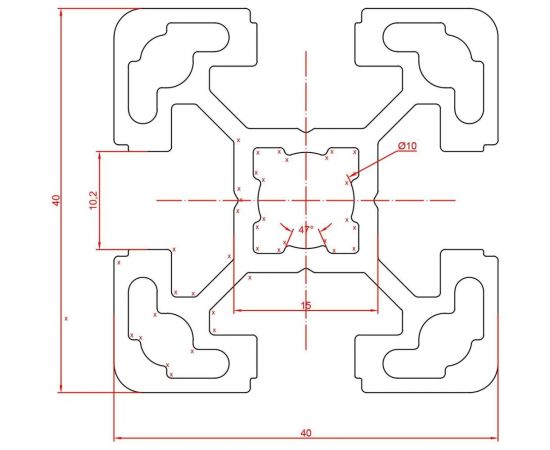 Профиль конструкционный 40x40 мм, паз 10 мм Алтервиа А11404010X1000 – изображение 4