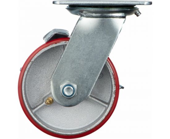 Колесо поворотное с тормозом (125 мм; игольчатый подшипник; грузоподъемность 250 кг; чугун; полиуретан) СТЕЛЛА-ТЕХНИК N29125CPUB1 – изображение 4