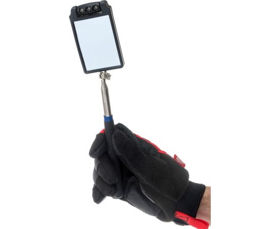 Телескопическое зеркало HOEGERT TECHNIK 50х80 мм со светодиодом, 300-880 мм HT4R504 – изображение 4