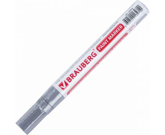 Лаковый маркер-краска 2-4 мм, серебряный, нитро-основа, алюминиевый корпус BRAUBERG 150875 – изображение 4