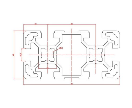 Профиль конструкционный 40x80 мм, паз 10 мм Алтервиа А12408010X1000 – изображение 5