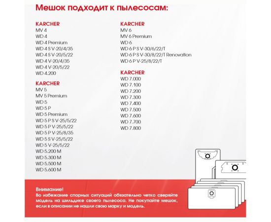 Мешок для пылесоса Karcher WD 4, WD 5, WD 6, MV 5, MV 6, многоразовый, класса M, 30 л ROCKSTAR ST-K4 – изображение 8