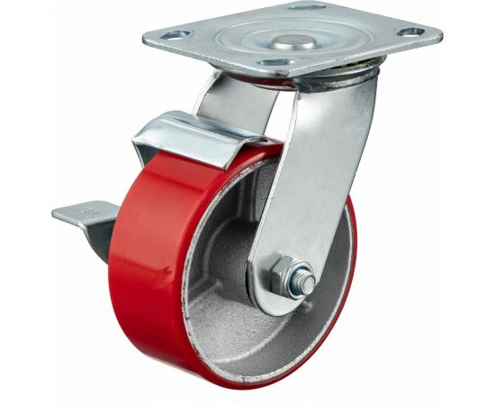 Колесо поворотное с тормозом (125 мм; игольчатый подшипник; грузоподъемность 250 кг; чугун; полиуретан) СТЕЛЛА-ТЕХНИК N29125CPUB1 – изображение 8