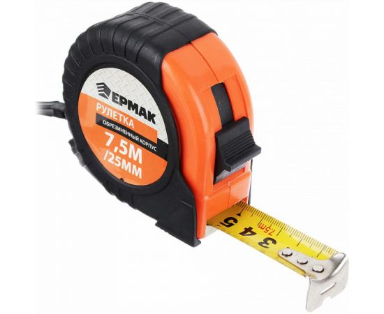 Рулетка ЕРМАК с обрезиненным корпусом, 7,5мх25мм 658-994 