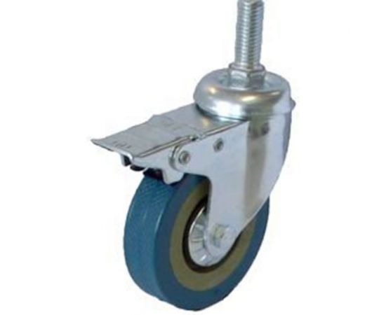 Колесо серая резина крепление болтом М12 с тормозом SCTGB93 75 мм MFK-TORG 3064075 М12 