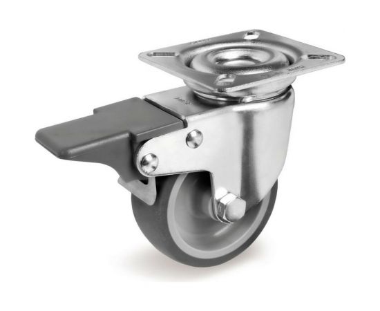 Колесо аппаратное поворотное с панелью и тормозом (80 мм; 70 кг) Tellure rota 388203 