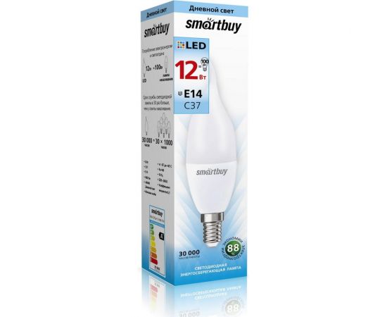 Лампа Smartbuy LED свеча на ветру C37-12W/4000/E14 SBL-C37Can-12-40K-E14 