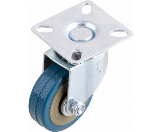 Опора колесная поворотная на площадке 50 мм пласт/резина синяя Стройбат 556190 