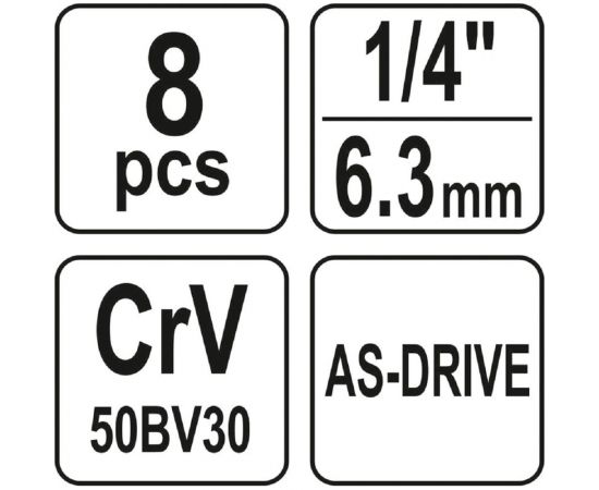 Набор головок торцевых высоких 1/4"", 8 предметов YATO YT-14431 – изображение 2
