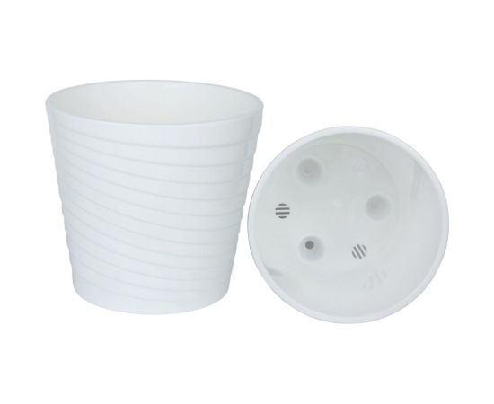 Пластиковый горшок liveingreen Эйс белый, 2.7 л, диам. 17 см, с вкладкой ЭС17-10 – изображение 2