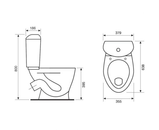 Унитаз-компакт Santeri Версия, косой выпуск, 1-режим, сиденье полипропиленовое, Воротынск 411460 – изображение 2