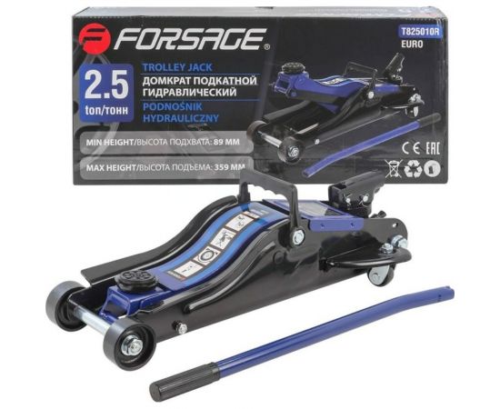 Подкатной гидравлический домкрат Forsage 2.5т низкопрофильный (h min 89мм, h max 359мм) с поворотной ручкой F-T825010R 19360 – изображение 3