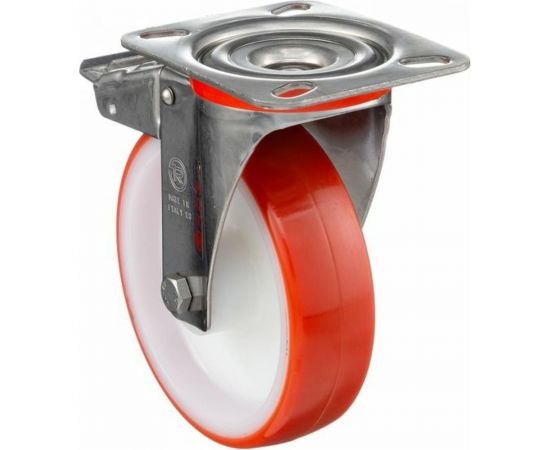 Колесо с нержавеющей вращающейся опорой, пластиной крепления и передним тормозом (100 мм; 170 кг; INOX) Tellure rota 606702 – изображение 4