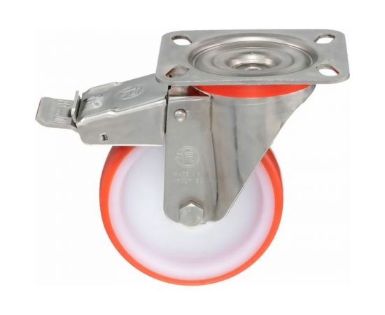 Колесо с нержавеющей вращающейся опорой, пластиной крепления и передним тормозом (100 мм; 170 кг; INOX) Tellure rota 606702 – изображение 5