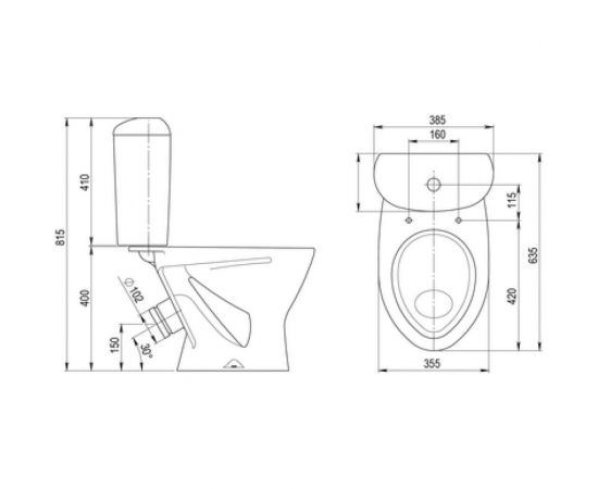 Унитаз-компакт Santeri Версия комфорт, белый, нижний подвод 1.P403.3.S00.00B.F 023-2509 – изображение 5