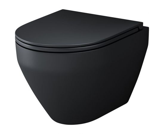 Подвесной унитаз AM.PM Spirit V2.0 FlashClean с сиденьем микролифт, черный матовый C701700MBSC 