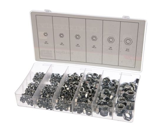 Набор гаек СИБРТЕХ М3, М4, М5, М6, М8, М10 600 предметов 47615 