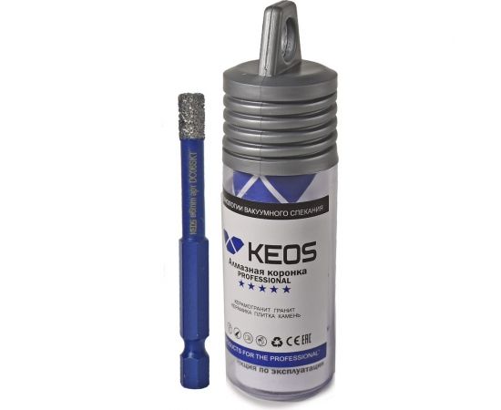 Коронка алмазная по керамограниту PRO 6 мм, 1/4 HEX, с воском KEOS DC06SKT 
