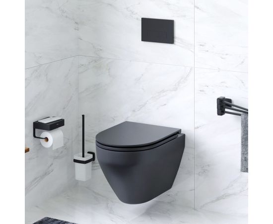 Подвесной унитаз AM.PM Spirit V2.0 FlashClean с сиденьем микролифт, черный матовый C701700MBSC – изображение 2