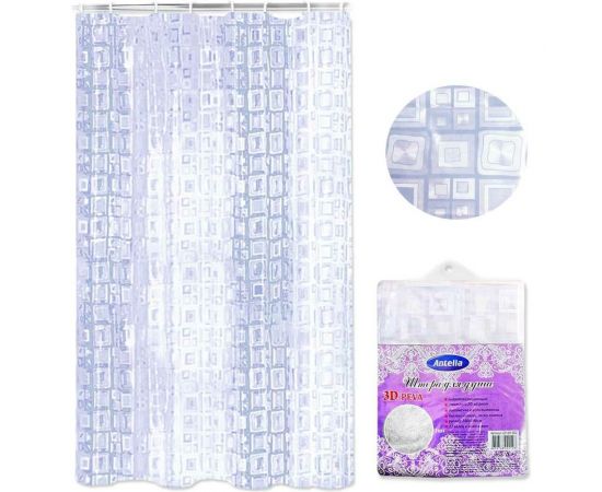 Штора для душа ANTELLA PEVA 3D 180х180 см, 12 колец 22128 – изображение 2