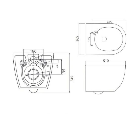 Чаша подвесного унитаза Cezares STYLUS-TOR CZR-6601-TH-TOR – изображение 3