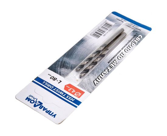 Сверло по металлу, вышлифованный профиль, 4.3х80 мм, 2 шт, угол заточки 135 гр Управдом ​​​​​​​4100000920 – изображение 3