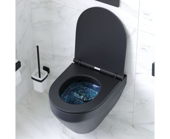 Подвесной унитаз AM.PM Spirit V2.0 FlashClean с сиденьем микролифт, черный матовый C701700MBSC – изображение 3
