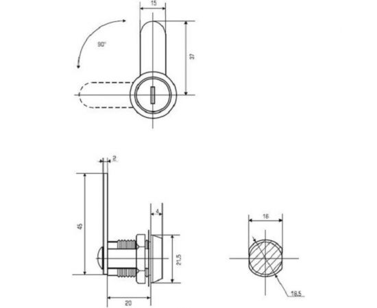 Почтовый замок ООО Комус EU 20x90, прямой ригель 718448 – изображение 3