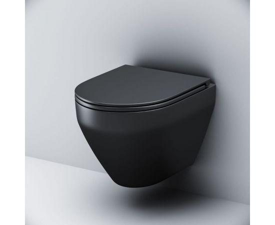 Подвесной унитаз AM.PM Spirit V2.0 FlashClean с сиденьем микролифт, черный матовый C701700MBSC – изображение 5