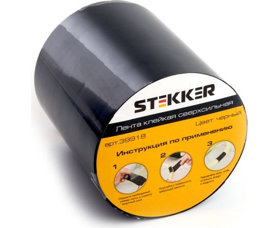 Клейкая сверхсильная лента STEKKER 0,7x100 мм, 1,5 м, черная INTP9-0715-10 39918 – изображение 5